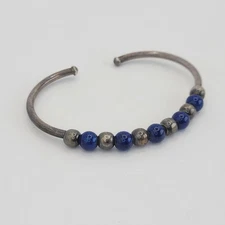 Silpada 925 Sterling Silver Cuff Lapis Lazuli Sodalite Blue Stone Beads Bracelet