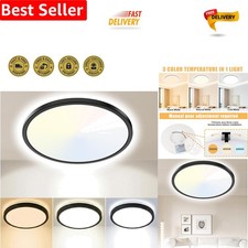 Flicker-Free 20W LED Bathroom Light - 23CM Ultra-Thin Design, Elegant Black