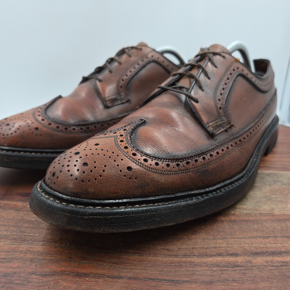 Florsheim Imperial Shoes Men 9.5D Brown Leather Longwing Derby