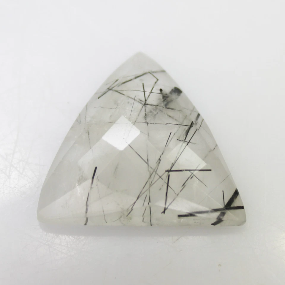 Cuarzo rutilo negro facetado natural en forma de billón 13,00 quilates 20x20x5 mm Foto 2 de 4