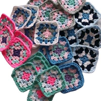 40 gehäkelte Granny Square hübsche Pastell gemischte Farben Schema 3 Zoll  