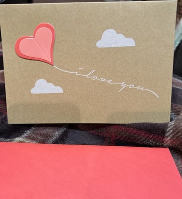 Valentine Greeting 3D Card I Love You Heart Balloon - cute lined envelope 
