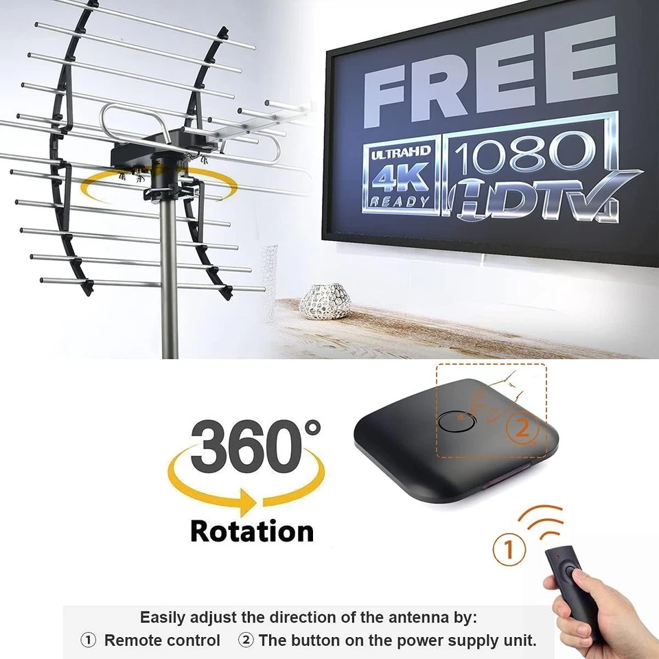 200 Mile Range HD TV Antenna with Remote - Image 4 of 4