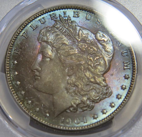 MORGAN DOLLAR 1904 O PCGS MS65 GEM UNCIRCULATED TONED SILVER $1 U.S. MINT ISSUE