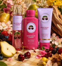 Bath Body Works Sweetheart Cherry Mist, Wash Cream Set Shea Hyaluronic