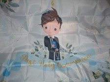 BOY FIRST HOLY COMMUNION BACKDROP BANNER 5' X 7' SOLD AS IS