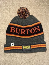 Pacifico Burton Snowboard Beanie Toboggan Poof Ball Hat Warm Winter Rare