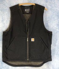 Carhartt Relaxed Fit Size M Sherpa Line Canvas Duck Vest Black Full Zip
