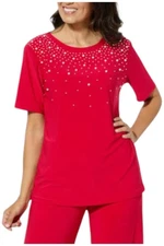 Antthony Embellished Cropped Shirt Red Rouge