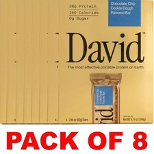 David Chocolate Chip Cookie Dough High Protein Bars - 4 Bars in a Box   8 PACK