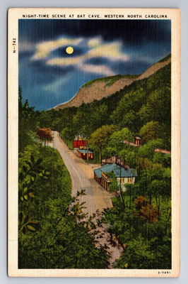 #ad NC Northern North Carolina Bat Cave Moon Moonlight Vintage Postcard $1.99