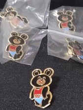 VTG Moscow Russia Mascot Misha Bear 1980 Summer Olympic Games Enamel Lapel Pin