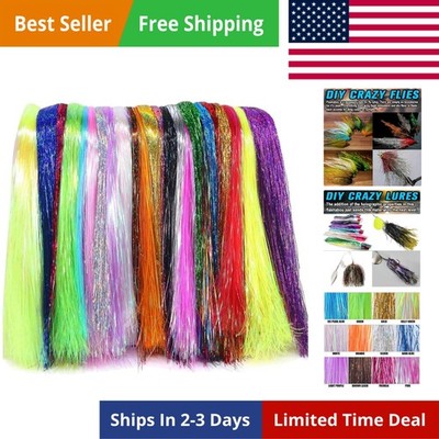 Flashabou-Fly-Tying-Materials-Making-Flies-Jig-Fishing-Lure-Supplies 12&24 Co...