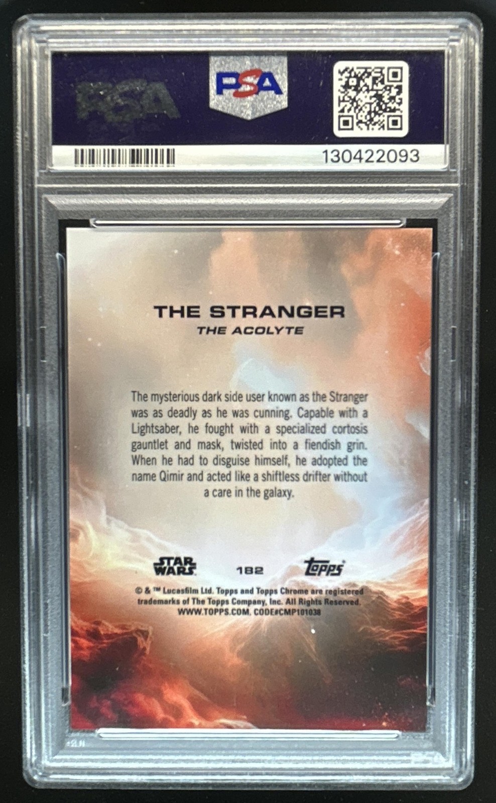 2025 Topps Chrome Star Wars The Stranger Gold Refractor #/50 PSA 9 view 2