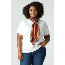 Vintage Signed Vera Neumann Signed Brown Orange Oblong Narrow Scarf 64" x 8" EUC