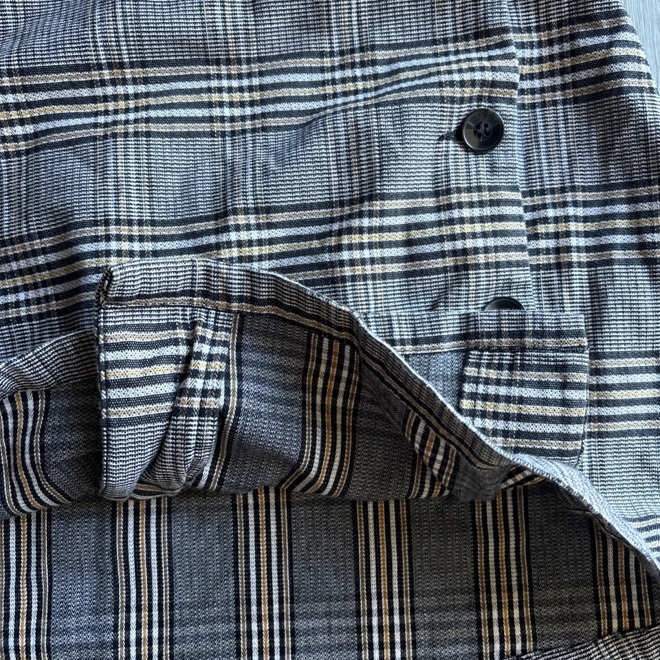 Volcom Black Tan White Plaid Knit Offset Button Wrap Front Mini Skirt Shoolgirl - Image 2 of 4