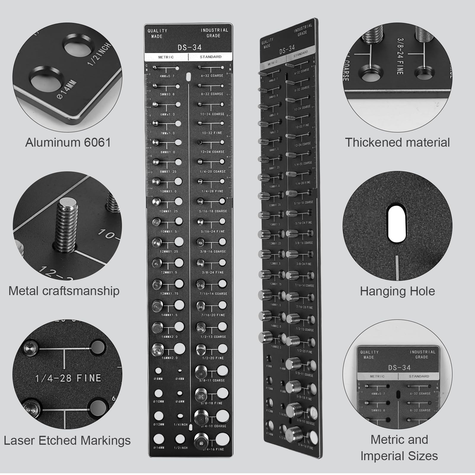 Thread Checker, Nut and Bolt Thread Checker, Bolt Size and Thread Identifier ...