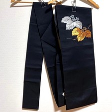 Yohji Yamamoto Negro Nagoya Obi Seda Paulownia Flor Bordado Tambor Patrón