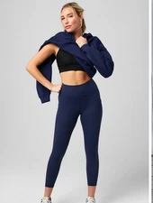 Fabletics Women’s X Small Oasis PureLuxe Deep Navy High-Waisted 7/8 Leggings XS