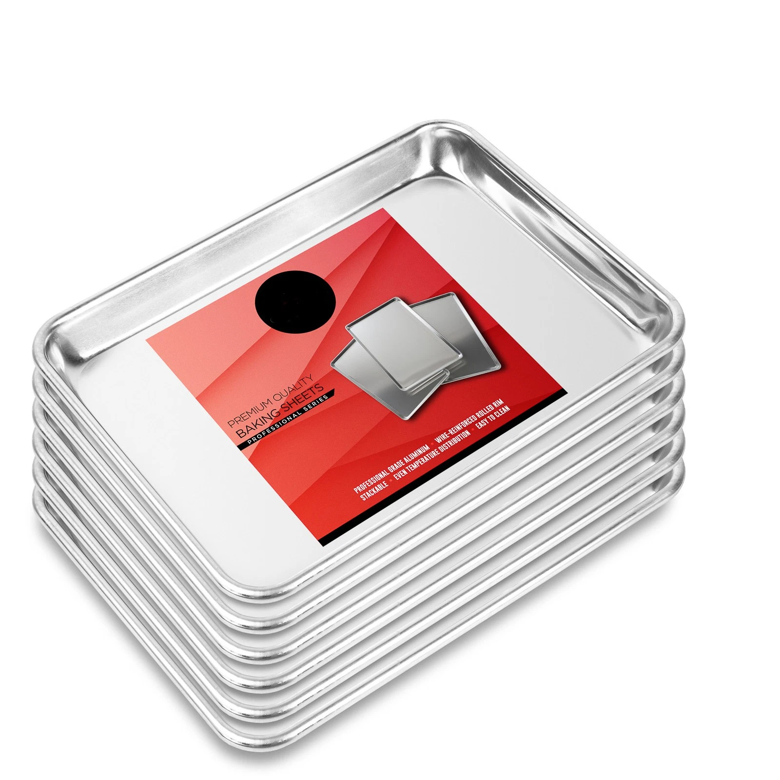6 Pack - 9" x 13" Cookie Baking Sheets Aluminum Jelly Roll Trays Quarter Sheet
Opens in a new window