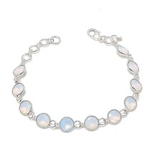 Fire Opal Gemstone Handmade 925 Sterling Silver Jewelry Bracelet Size 7-8"
