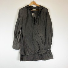 NEW Alice And Olivia Silk Chiffon V Neck Long Sleeve Tunic Blouse Washed Grey M