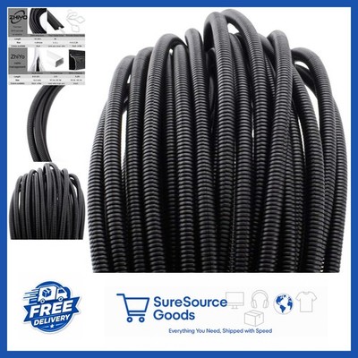 Durable 50 FT 1/4'' Wire Loom Tubing Black for Automotive & Home Applications