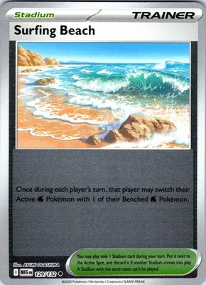 Surfing Beach 129/132 Uncommon Mega Evolution Pokemon Reverse Holo NM