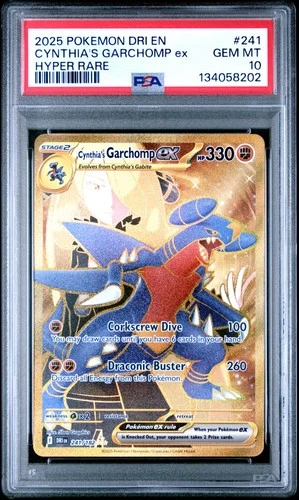 2025 POKEMON DRI EN-DESTINED RIVALS #241 CYNTHIA'S GARCHOMP ex HYPER RARE PSA 10