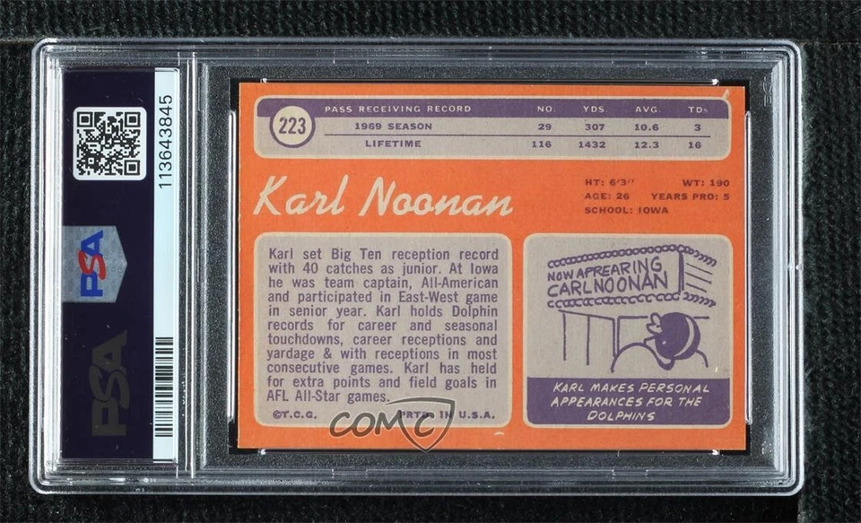 1970 Topps Karl Noonan #223 PSA 7 - Image 2 of 2