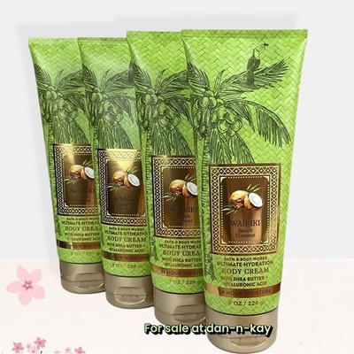 Lot Of 4 - Bath & Body Works WAIKIKI BEACH COCONUT Body Cream Lotion 8oz