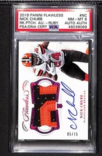 Nick Chubb 2018 Panini Flawless Rookie Patch Autographs Ruby #RPA-NC #/15 PSA 8