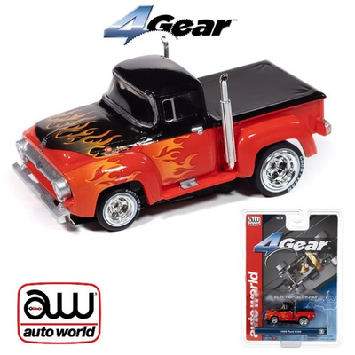 #ad #ad Auto World 4Gear 1956 Ford F100 Pickup Black amp; Red HO Scale Slot Car SC413 $39.95