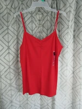 New No Boundaries Rib Cami Top Size XXL 2X 19  Juniors Red Cinch Front Fitted 