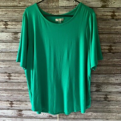 Cupio Short-Sleeved Top Size 1X Green Stretch NWT