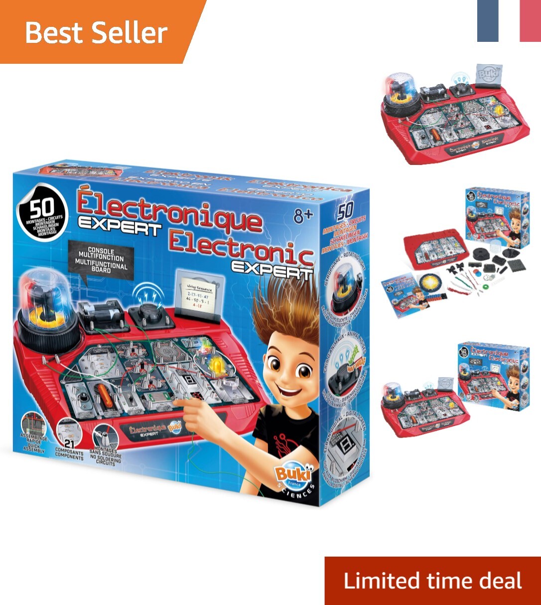 Kit électronique Buki 7160 avec console de 50 circuits éducatifs sans soudure