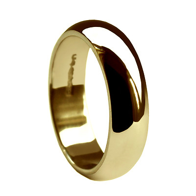 6mm 9ct Gelbgold D-Form Hochzeit Ringe Profil 7.0g X Schwer 375 UK Hm Bänder