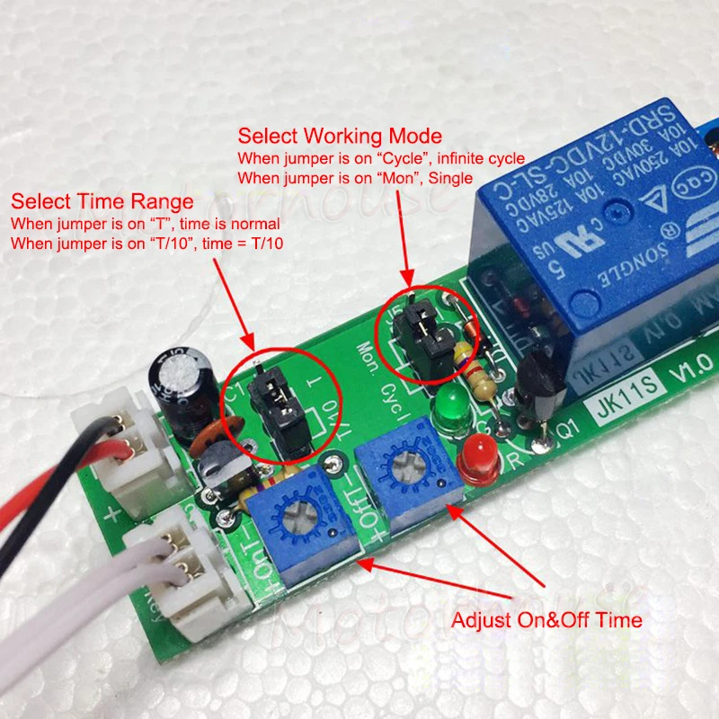DC 5V 12V 24V Trigger Delay Time Cycle Turn On/Off Timer Relay Control Switch - Image 4 of 4