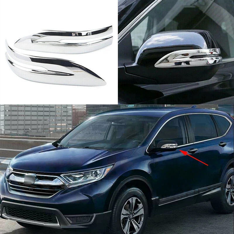 Par de cubiertas a rayas de espejo retrovisor lateral cromadas para Honda CR-V CRV 2017-2021 Foto 2 de 4