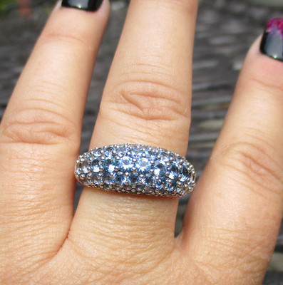 Jean Dousset Blue Absolute CZ Dome Band Ring HSN Size 10