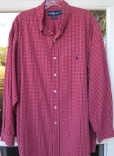 Ralph Lauren Mens Cotton Red Checks Polo Pony Yarmouth Dress Shirt XL 17x32/33