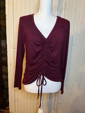 Burgundy front Ruched Sweater- adjustable - S