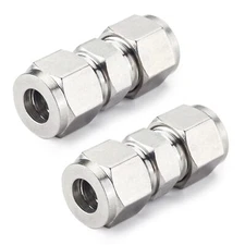 2 PCS 6mm Tube OD Union Compression Tube Fitting with Double Ferrule 304 SS