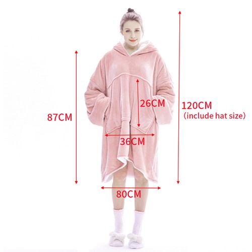UK Men&Women Extra Long Hoodie Blanket Oversized Hooded Sweatshirt Sherpa Fleece - Picture 28 of 45