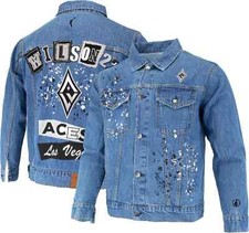 FISLL Women's A'ja Wilson Las Vegas Aces WNBA Graffiti Denim Jacket Medium $120