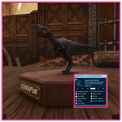 ark survival ascended pve FULL GROW 100% IMPRINT SOLID 79 FEMALE OVIRAPTOR