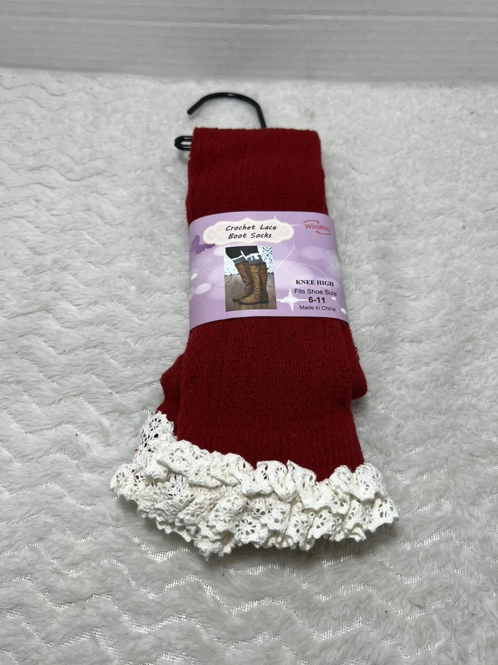 WinWin Mujer Crochet Encaje Bota Rodilla Calcetines 6-11 Zapato Talla Elige Color Foto 3 de 4