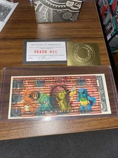Death NYC U.S 1 dollar bill Real Pop Art  Original Signed Rare Pokémon