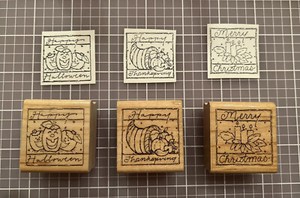 Happy Halloween Thanksgiving Merry Christmas Rubber Stamps Close To My Heart