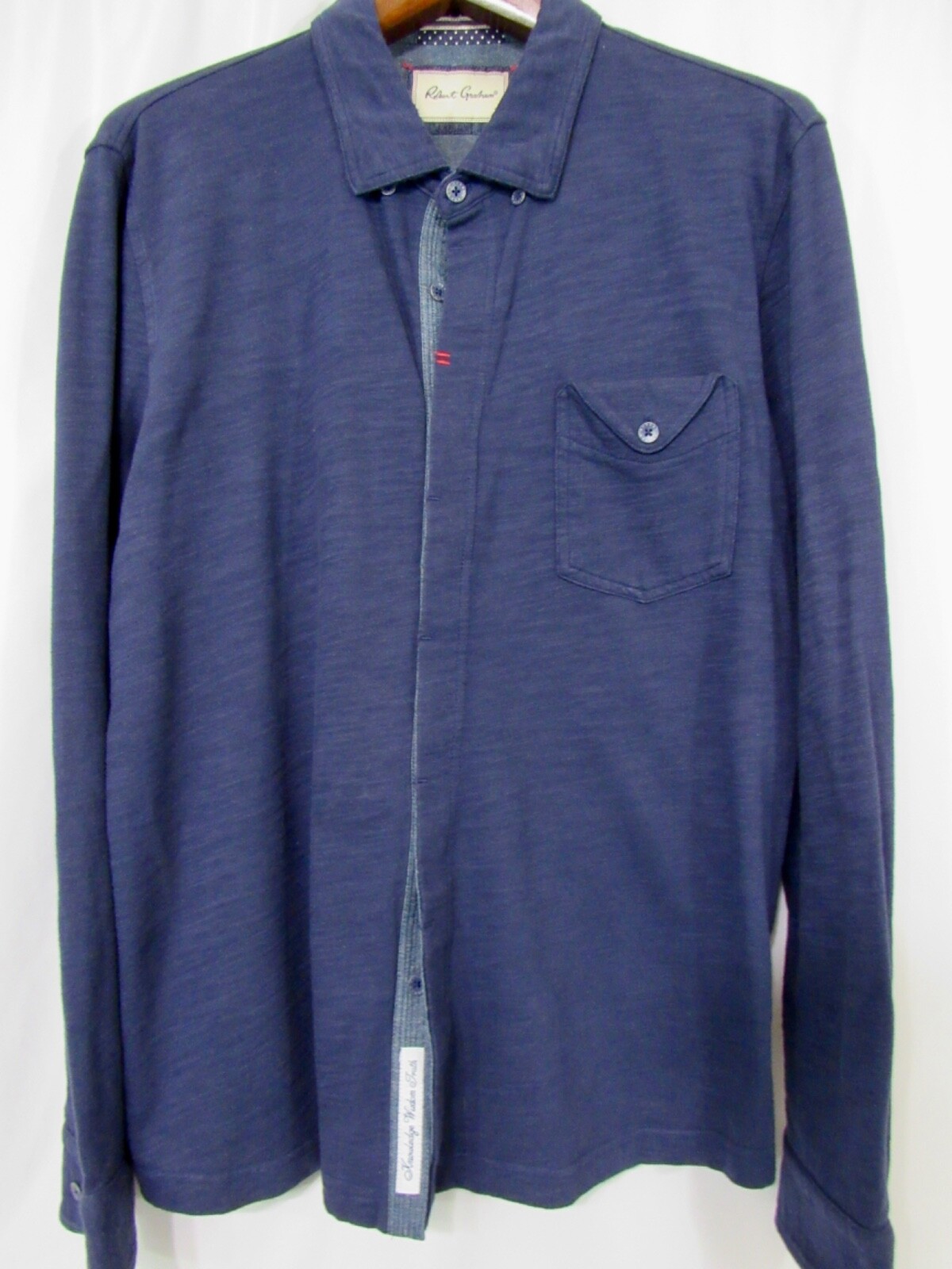 Robert Graham Blue Solid Cotton Pattern Chest Poc… - image 4